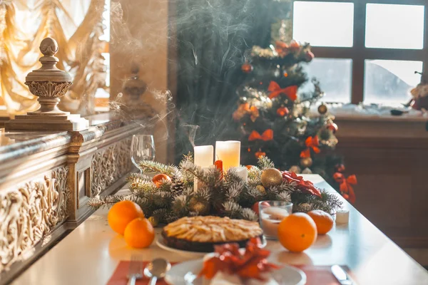 Noel masa oturma odasında — Stok fotoğraf