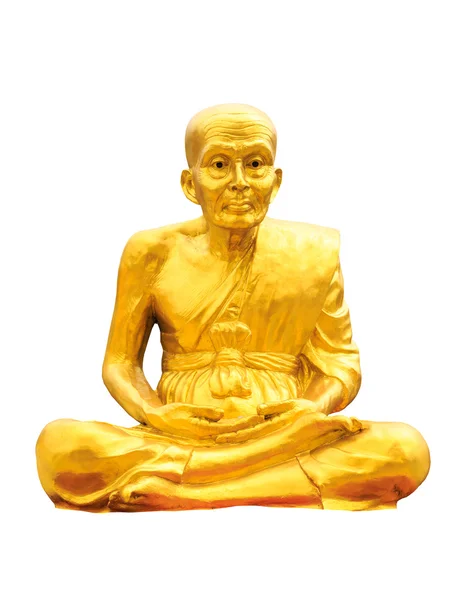 クリップで白い分離の黄金仏像瞑想パットします。 — ストック写真