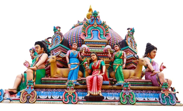 Hinduisk Gud statyer på ett hinduiskt tempel i isolerade Stockbild