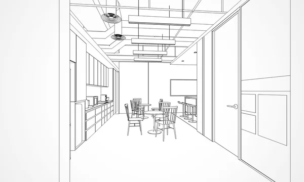 Outline sketch of a interior — Stock Photo, Image