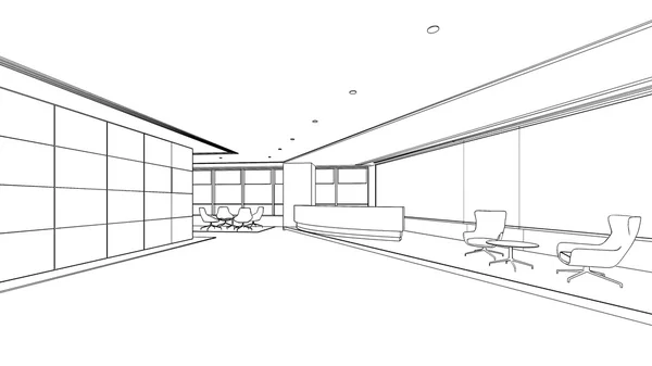 Outline sketch of a interior — Stock Photo, Image
