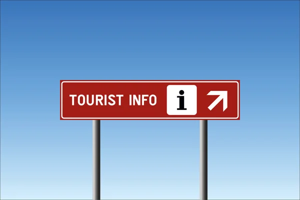 旅游信息方向道路标志带棕色背景下，蔚蓝的天空中矢量图标 — 图库矢量图片