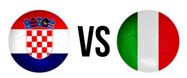 Beyaz arka plan üzerinde izole Hırvatistan Vs İtalya Futbol topu kavramı