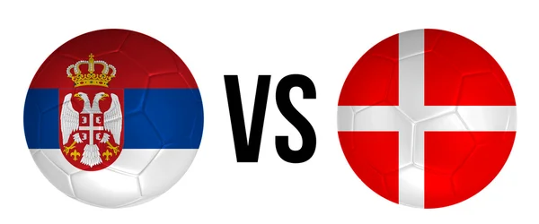 Сербия против Дании футбольный мяч концепции изолированы на белом фоне — стоковое фото