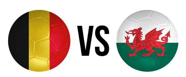 Belgium VS Wales soccer ball concept isolated on white background — Stock Photo, Image