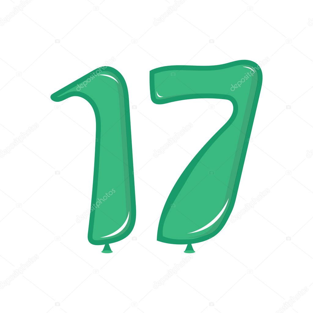 seventeen ballon number vector design illustration on white background