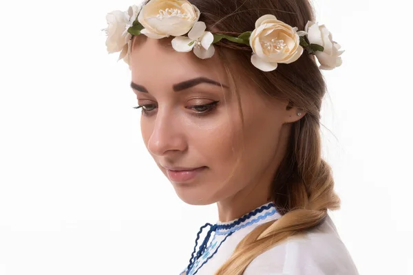 Ein Junges Schönes Mädchen Weißrussischen Nationalkostüm — Stockfoto