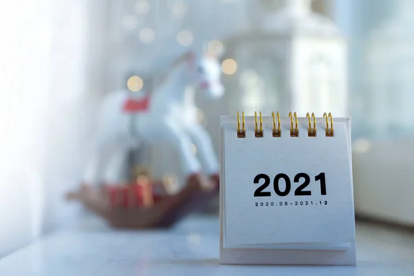 Calendar 2021 New Year Table Beautiful Bokeh — Stock Photo, Image