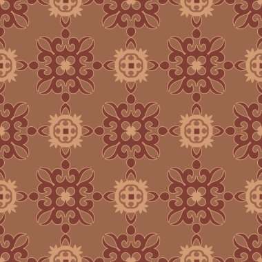 Dekoratif Asyalı Halkın Kusursuz Örnekleri. Asyalı Göçebelerin Süsü: Kırgız, Kazak, Beşir, Tatar, Yakut, Moğol. Kağıt Ürünleri, Tekstil Etnik Vektör İllüstrasyonu.