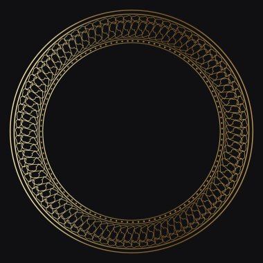 Siyah arka planda altın renkli lüks bir çerçeve. Kafe, restoran, dükkan, baskı, pul, zarif kart için süslemeli çerçeve. düğün davetiyeleri;