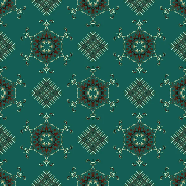 Decoratieve Naadloze Patroon Met Mooie Bloemen Textuur Ontwerpen Groene Achtergronden — Stockvector