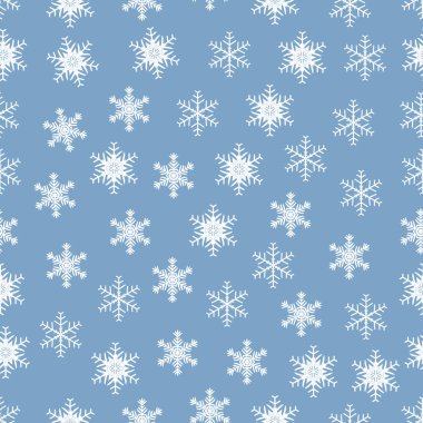 Davetiye, xmas kartı veya tatil posteri için arka planda kar taneleri olan kusursuz desen. Vektör.