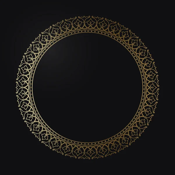 Siyah arka planda altın renkli lüks bir çerçeve. Kafe, restoran, dükkan, baskı, pul, zarif kart için süslemeli çerçeve. düğün davetiyeleri;