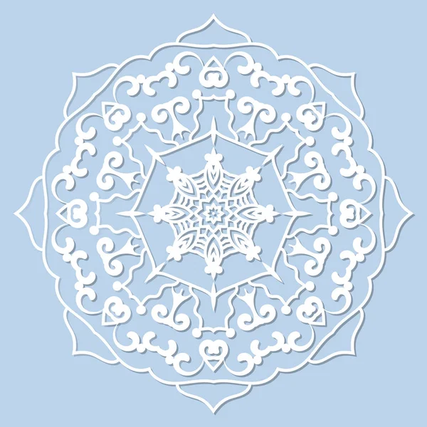 Mandala Csipke Papír Doily Dombornyomott Minta Kerek Elem Papír Kivágott — Stock Vector