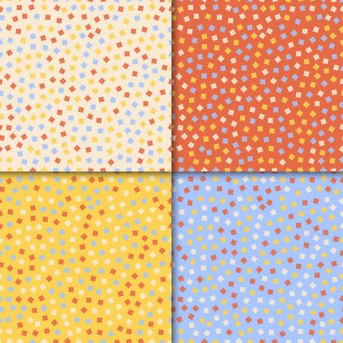 Ev Tekstili için 4 Dekoratif Kusursuz Desen. Özgeçmiş, motifler, tekstil, duvar kağıtları, kumaşlar, şablonlar için soyut doku tasarımları kullanılabilir. Albüm için tasarım kağıdı. Vektör.
