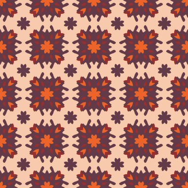 Vektör süslemesiz desen. Etnik tarzda arka plan ve duvar kâğıdı. Vektör illüstrasyonu geçmiş, motifler, tekstil, duvar kağıtları, kumaşlar, hediye ambalajları, şablonlar için kullanılabilir.