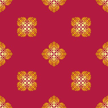 Orta Asya ve Kırgızistan 'daki göçebelerin kusursuz Asya örneği. Göçebe etnik damgası. Asya süslemeleri.