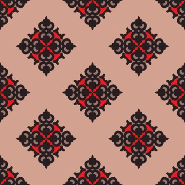 Klasik Şablon Süslemesi, Kusursuz Geometrik Tasarım Şablonu, Duvar Kağıdı, Moda Yazısı, Moda Dekorasyonu, Ev Tekstili, Retro Dekor. Vektör.