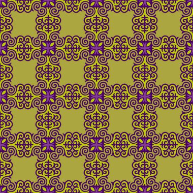 Dekoratif Asyalı Halkın Kusursuz Örnekleri. Asyalı Göçebelerin Süsü: Kırgız, Kazak, Beşir, Tatar, Yakut, Moğol. Kağıt Ürünleri, Tekstil Etnik Vektör İllüstrasyonu.