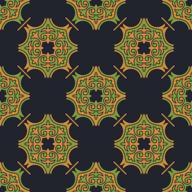 Dekoratif Asyalı Halkın Kusursuz Örnekleri. Asyalı Göçebelerin Süsü: Kırgız, Kazak, Beşir, Tatar, Yakut, Moğol. Kağıt Ürünleri, Tekstil Etnik Vektör İllüstrasyonu.