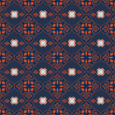 Orta Asya ve Kırgızistan 'daki göçebelerin kusursuz Asya örneği. Göçebe etnik damgası. Asya süslemeleri.