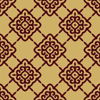 Orta Asya ve Kırgızistan 'daki göçebelerin kusursuz Asya örneği. Göçebe etnik damgası. Asya süslemeleri.