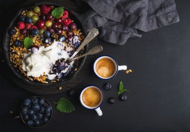 Oat granola crumble with fresh berries clipart