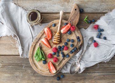 Blueberries, raspberries, strawberries
