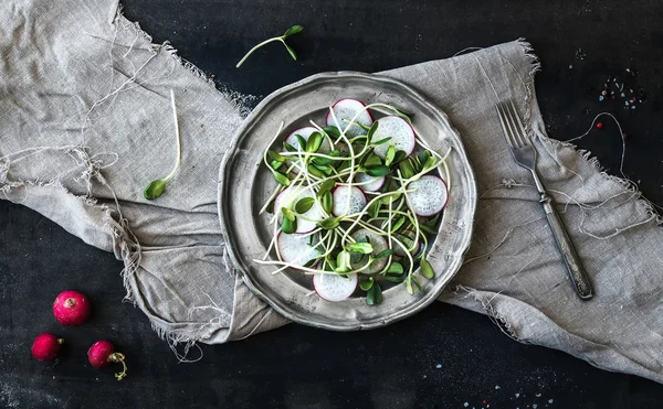 Spring salad with sunflower sprouts — Stock Photo, Image