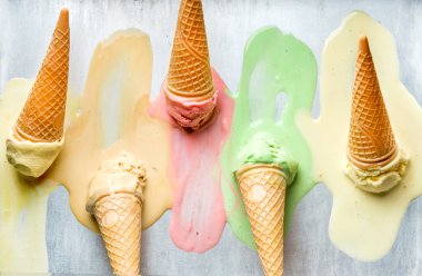 Colorful ice cream cones clipart
