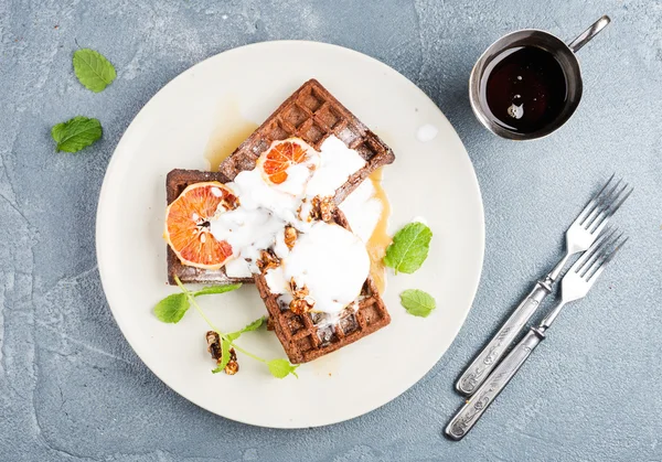 Belgian soft waffles — Stock Photo, Image