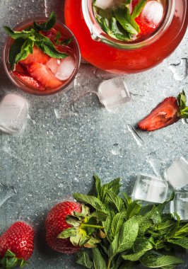 Ev yapımı çilekli naneli limonata