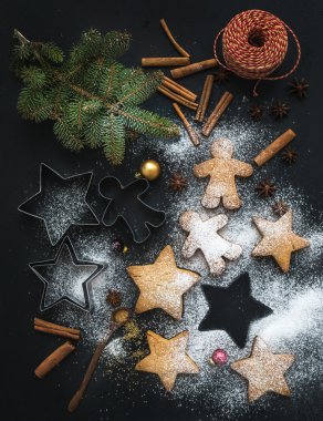 Pişmiş Noel tatil geleneksel gingerbread çerezleri 