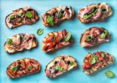 Brushetta aperatifler için şarap