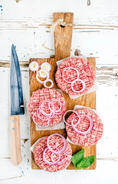 Raw ground beef meat cutlet