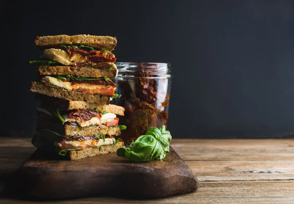 Caprese sandwich or panini. — Stock Photo, Image