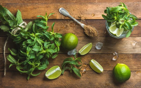 Ingredientes para hacer cóctel de verano mojito —  Fotos de Stock