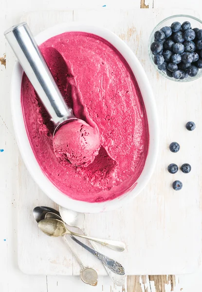 Homemade bluberry ice cream — Stock Photo, Image