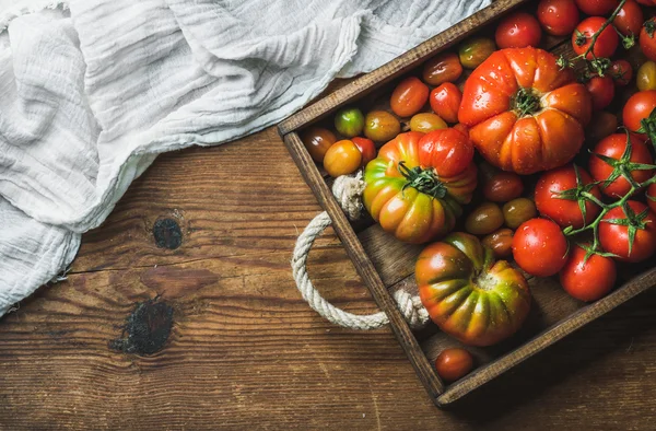 Kleurrijke tomaten van verschillende grootte — Stockfoto