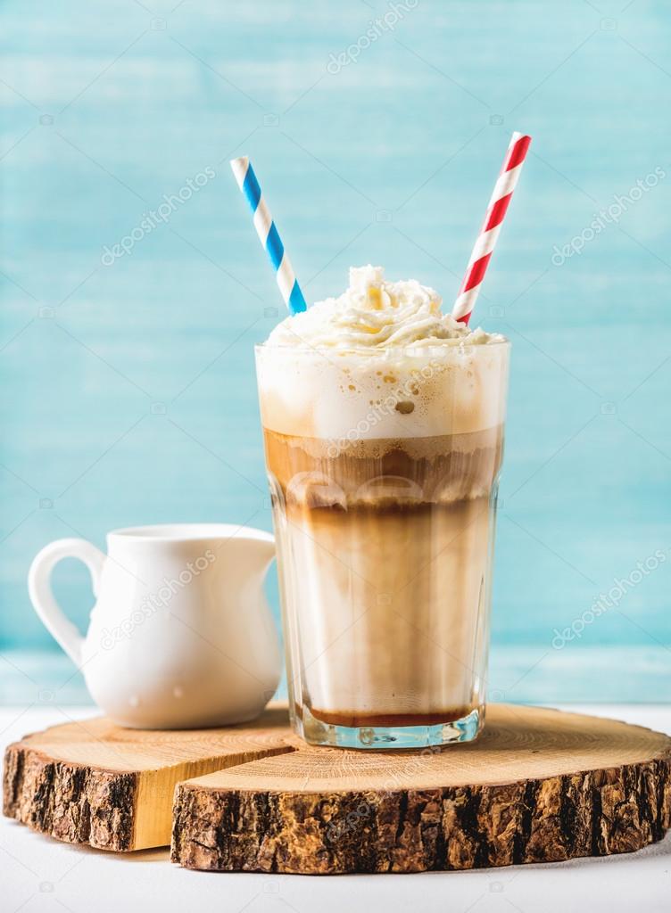 Latte macchiato with whipped cream — Stock Photo © sonyakamoz 118626144