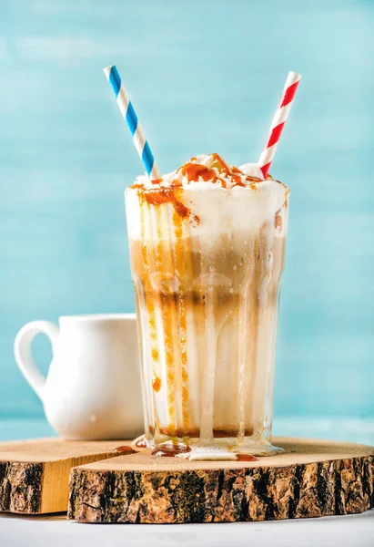 Latte macchiato with whipped cream — Stock Photo, Image