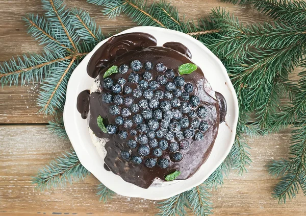 Noel çikolatalı kek çikolata ganache, krem peynir fi ile — Stok fotoğraf