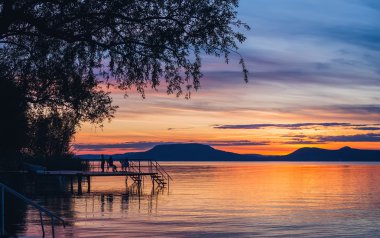 Colorful sunset at lake Balaton i clipart