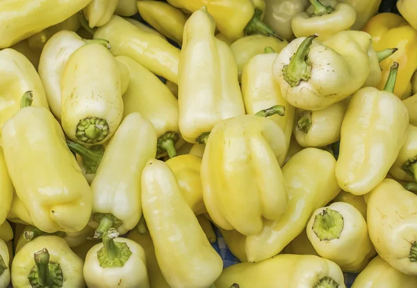 Fresh garden yellow paprica at a farmers' market