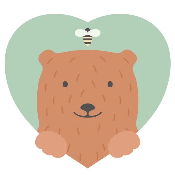 Zestaw zwierzę. Portret niedźwiedzia w miłości w płaskiej grafiki — Wektor stockowy