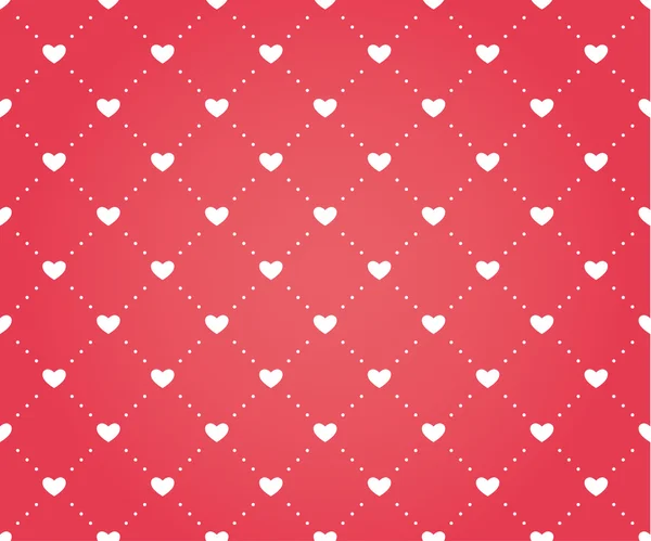 Seamless pattern of hearts on a red background — Stock Vector