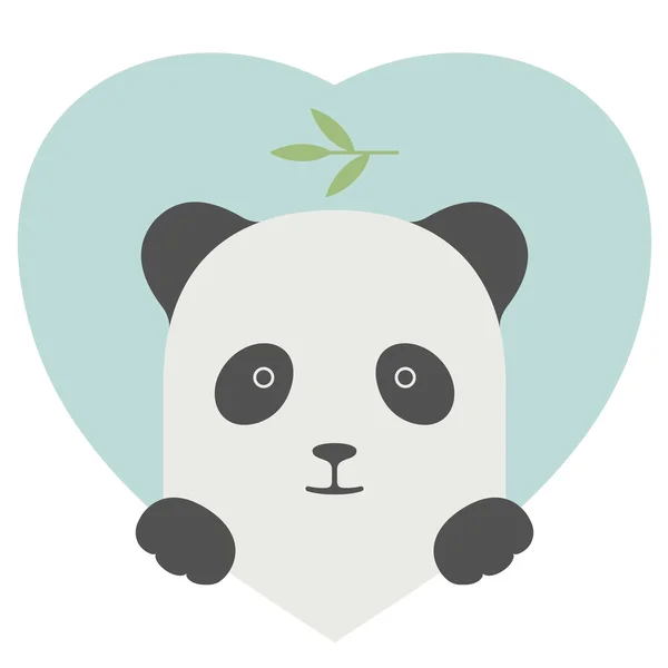 Juego de animales. Retrato de un panda enamorado sobre el fondo del corazón — Archivo Imágenes Vectoriales