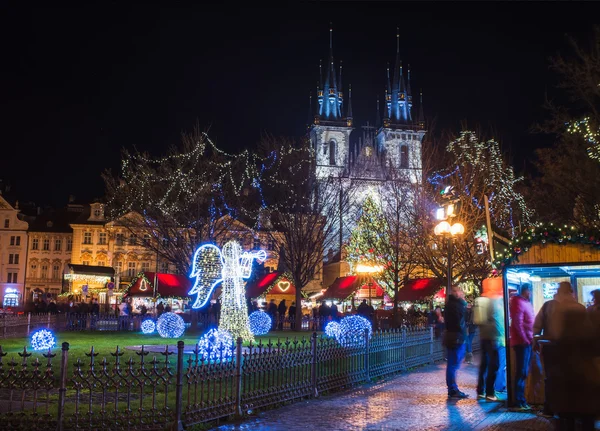 Christmas decorations in medieval Prague — Stok fotoğraf