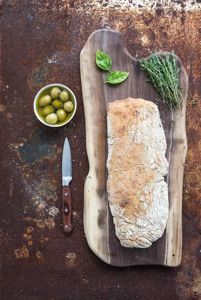 Freshly baked homemade ciabatta bread — Stock Photo, Image