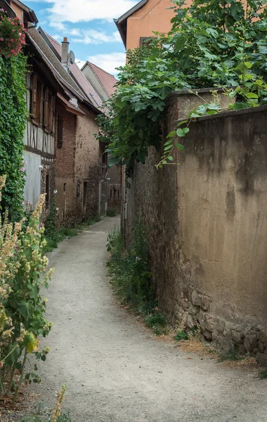 Rua com casas medievais de meia-madeira — Fotografia de Stock